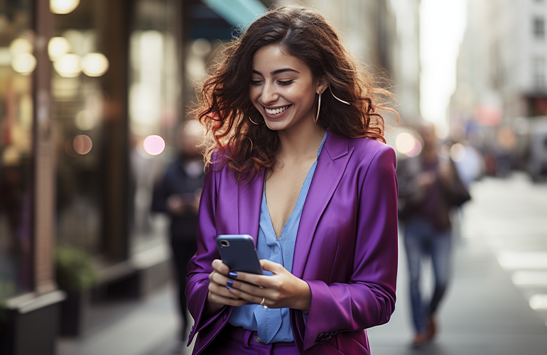 Woman using a banking app for smooth payments