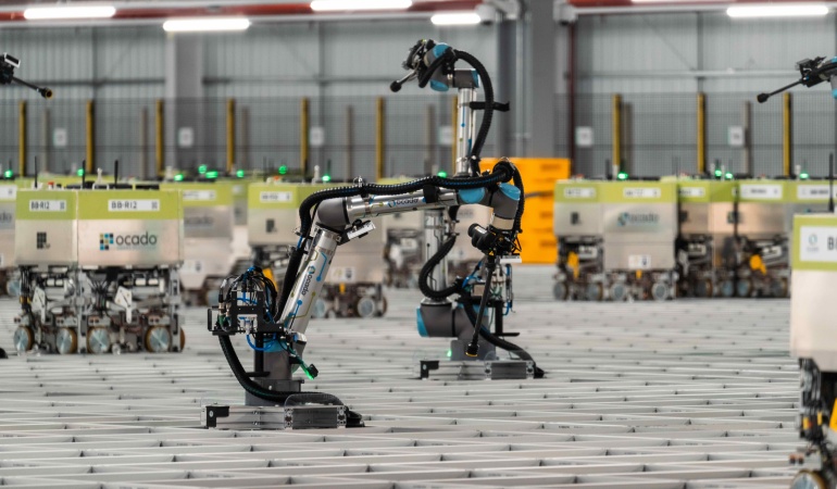 Automated picking and packing at an Ocado fulfilment center