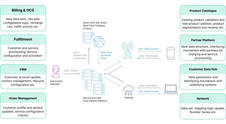An infographic showing how BSS systems connect to existing systems. 