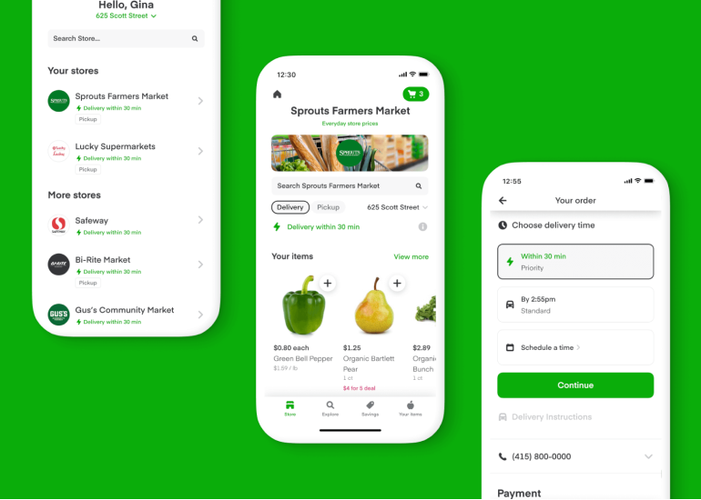 A graphic showing Instacart's user interface. 