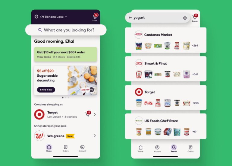 An image showing the retail stores available through the Shipt app. 